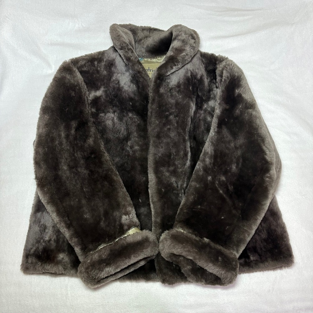 Vintage Kilpatricks Omaha Fur Coat Brown Floral Lined Shawl Collar Jacket